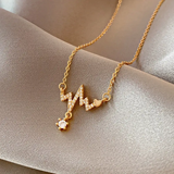 Gold Chain Necklace with Connected Pendant