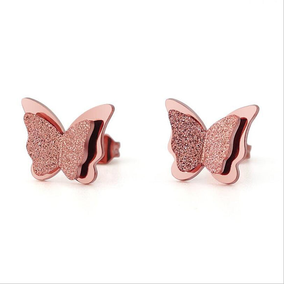 Frosted Butterfly Studs